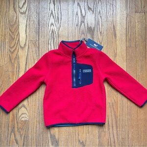 NEW Vineyard Vines Boys Sherpa Red Classic 1/4 Zip Pullover Red NWT